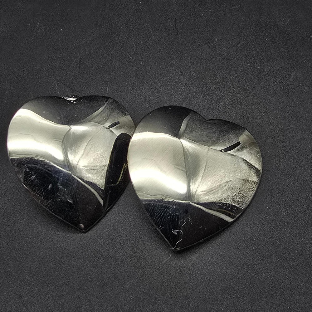 Silver Tone Heart Clip On Earrings Vintage Costume Jewelry